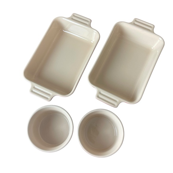 Le Creuset Stoneware Ramekin & 5x7 Rectangle Baking Dishes Set of 4 New - Picture 2 of 10